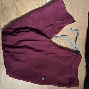 FIGS Kade Cargo Burgundy Scrub Pants